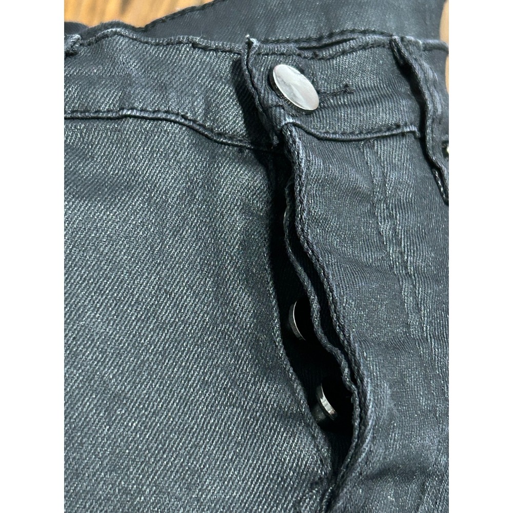 mnml Jeans Women 29 Black Skinny Stretch Denim Metalcore Jeans Ankle Lace Detail - Picture 6 of 7